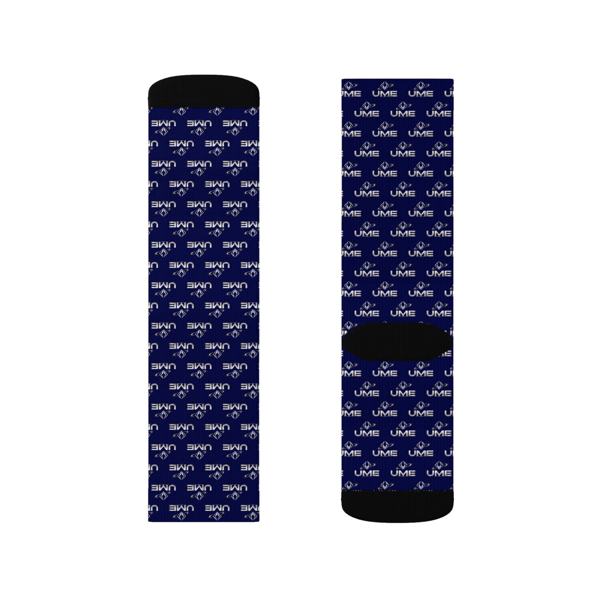 UME Monochrome Crew Socks — Navy All-Over Sublimation Print