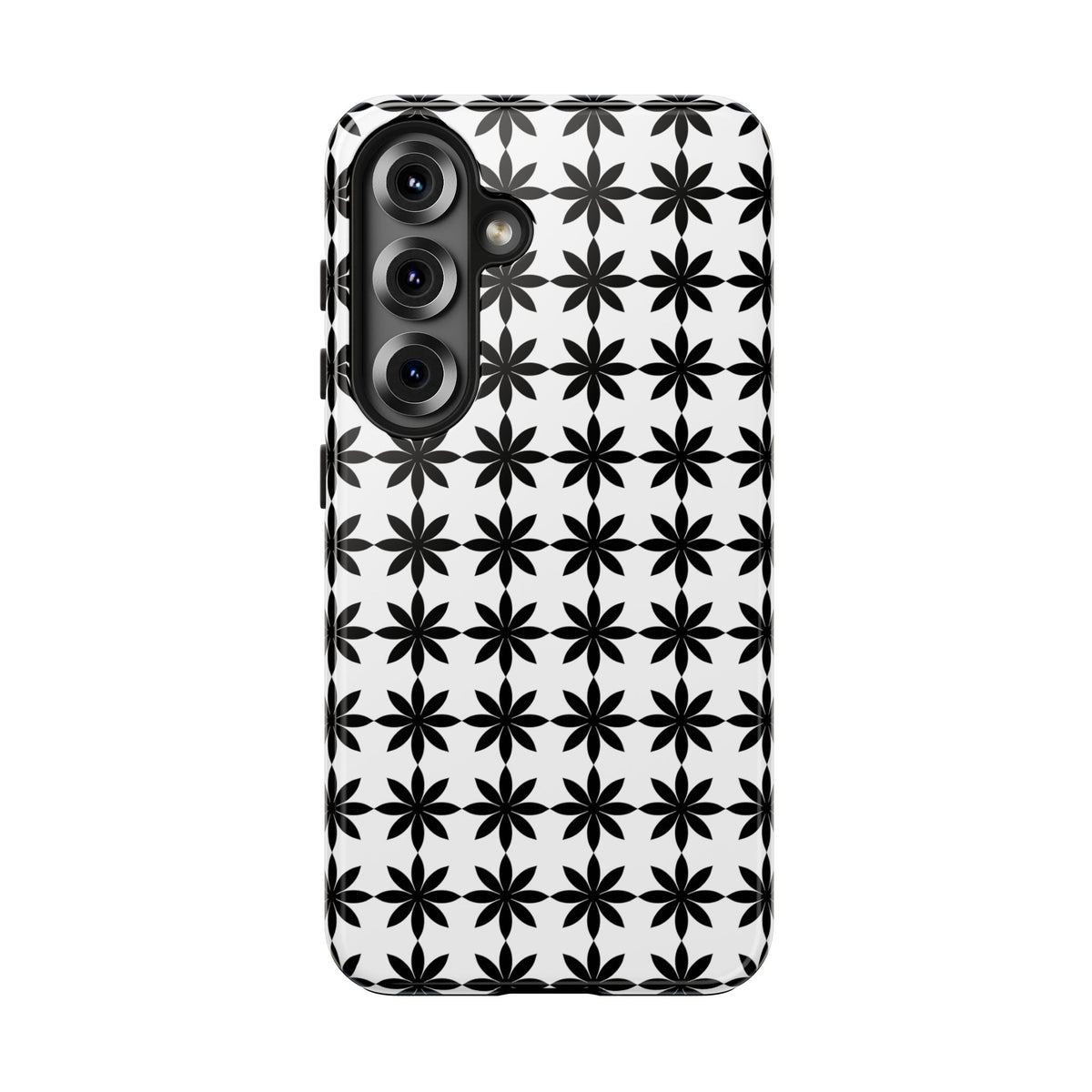 Tough Phone Case — Black & White Geometric Star Pattern
