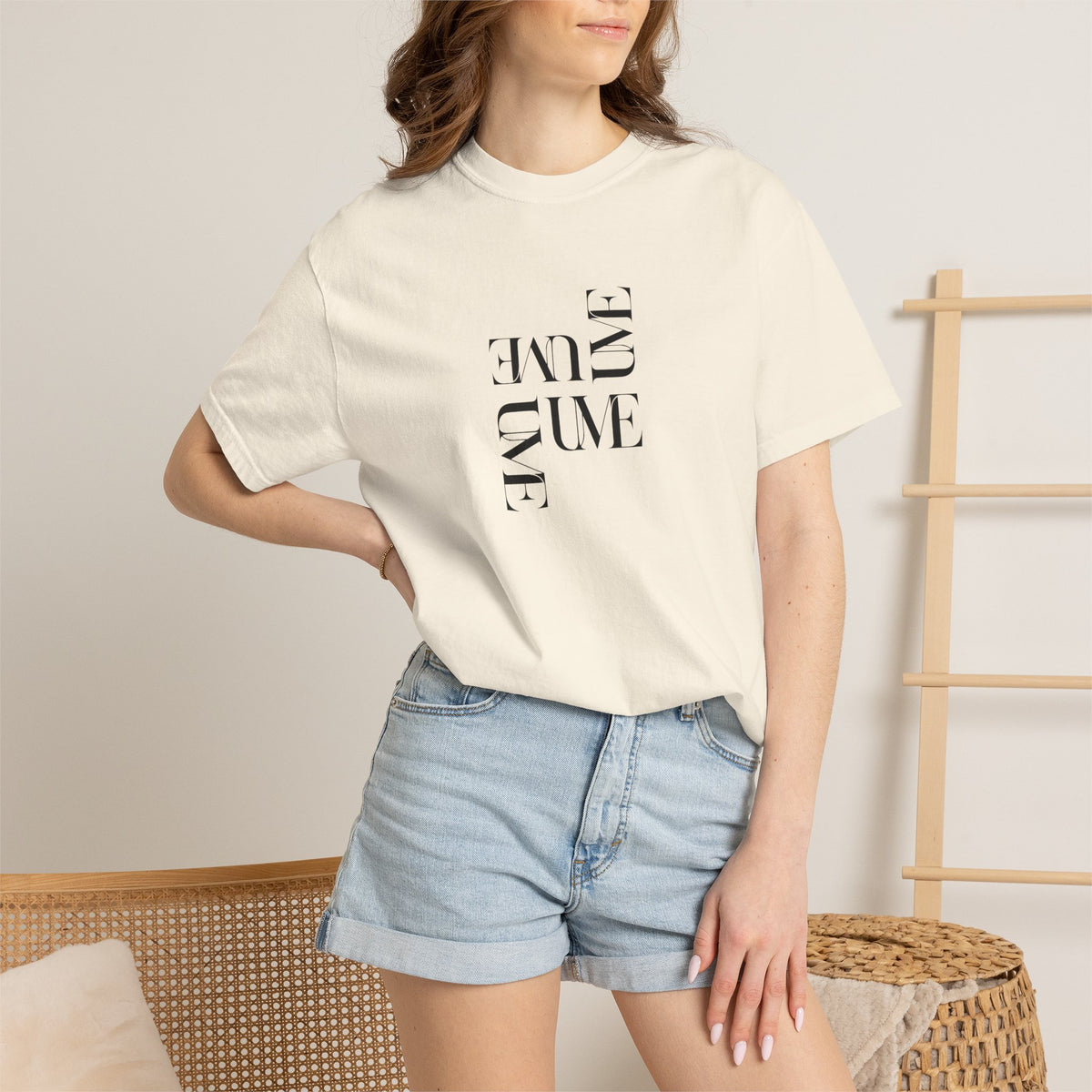 UME Typography Garment-Dyed T-Shirt — White, Ivory & More Colors