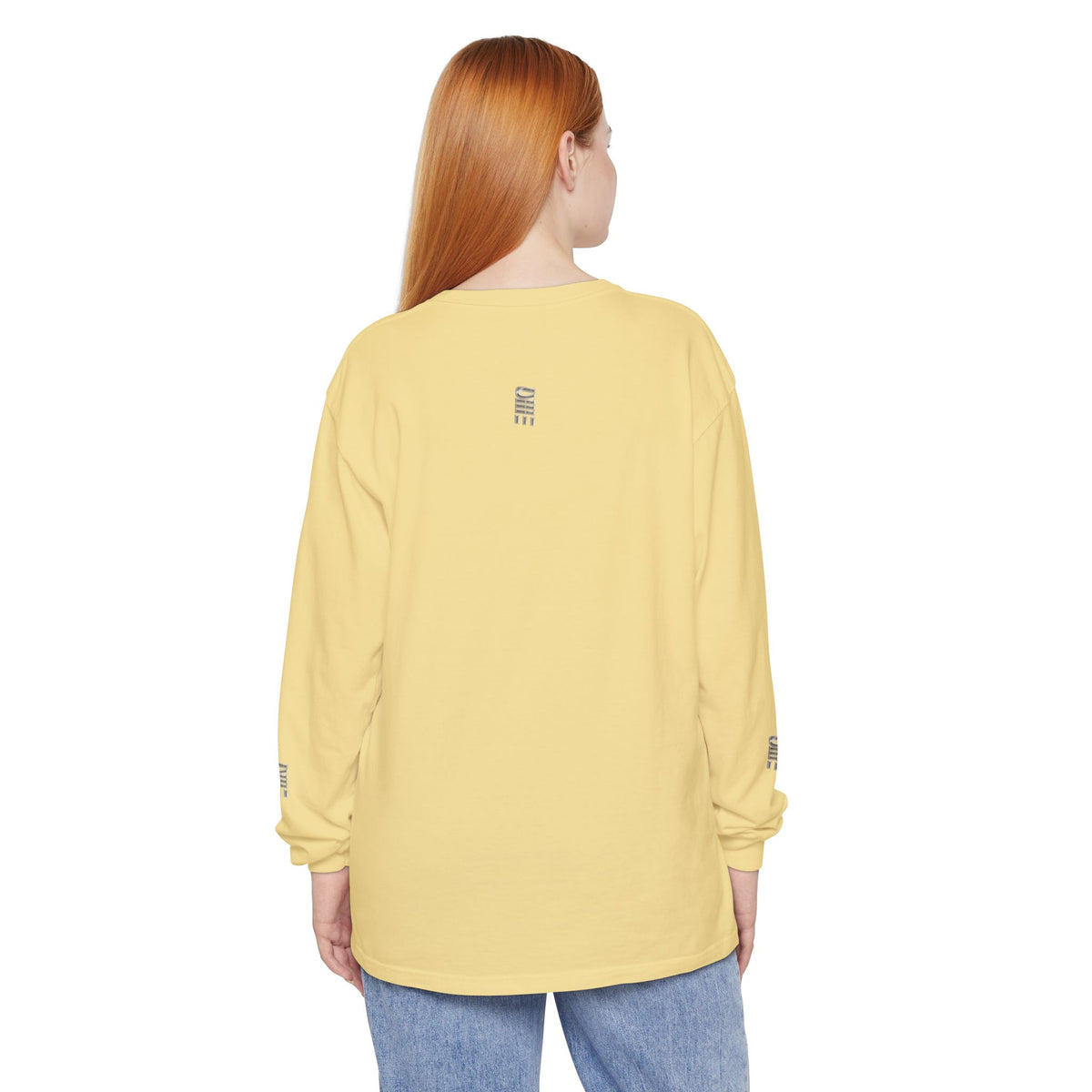Garment-Dyed Long-Sleeve T-Shirt — Multi-Color Minimal Graphic