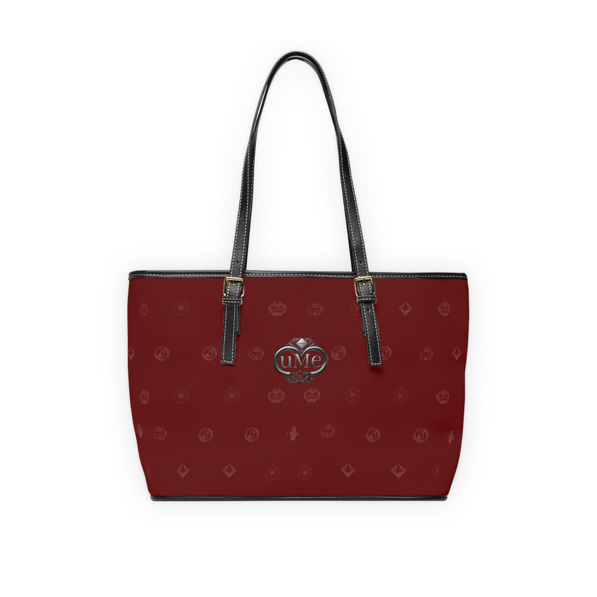 Red PU Leather Shoulder Bag Tote — UME Monogram, Everyday Work & Travel Handbag