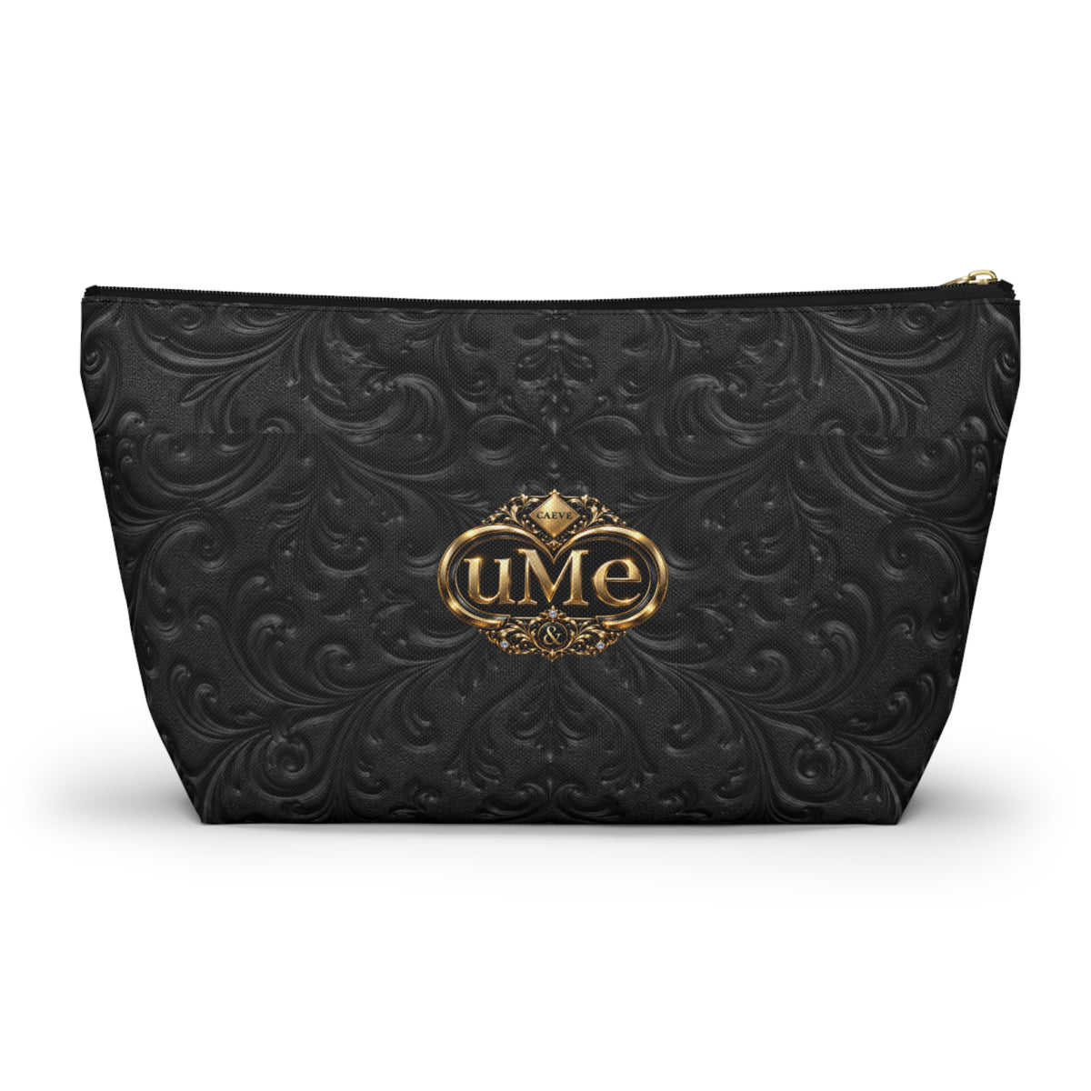 Black UME Gold Crest Accessory Pouch — All-Over Print