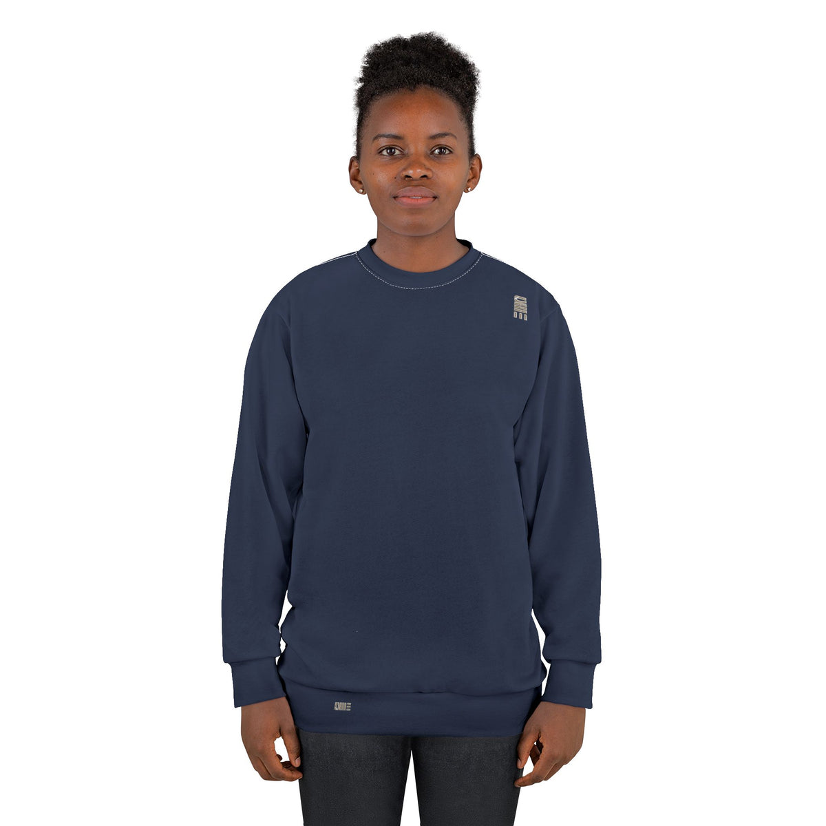 Minimal Crewneck Sweatshirt — Navy All-Over Print