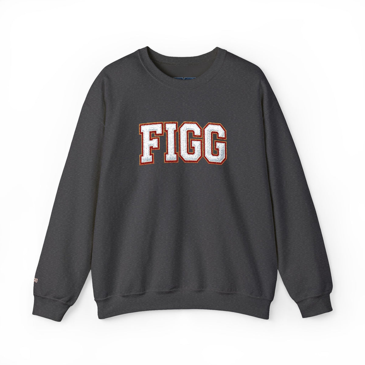 FFiGG Embroidered Collegiate Crewneck — Sport Grey, Black & More Colors