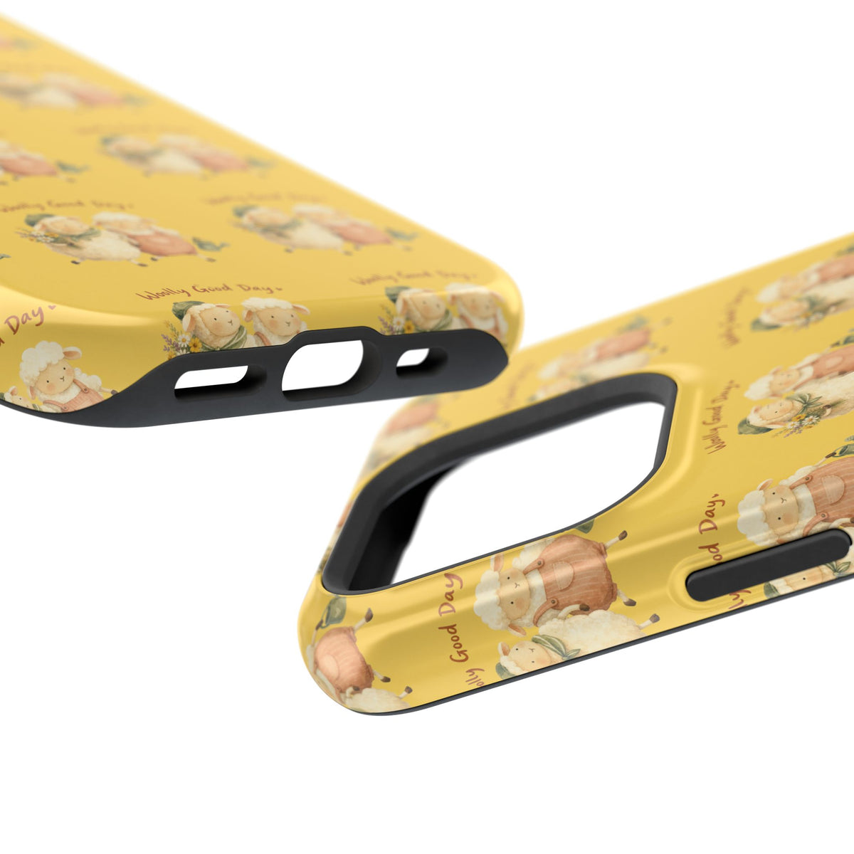 "Woolly Good Day" Phone Case — Yellow Sheep Pattern Magnetic Impact-Resistant Cover