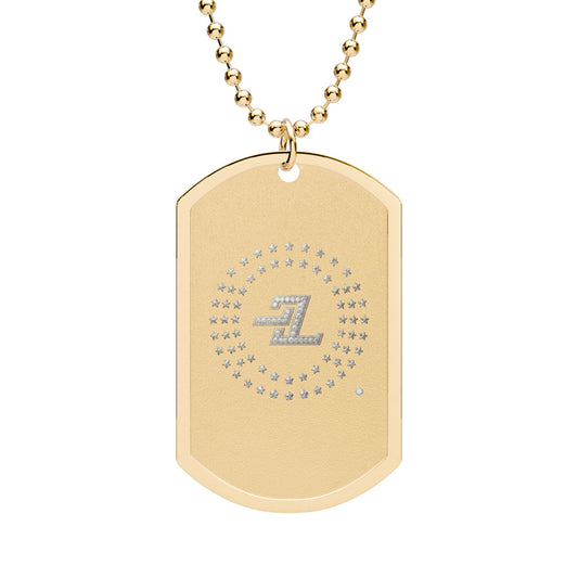 Engraved Dot Circle Dog Tag Necklace — Gold or Silver Military Pendant