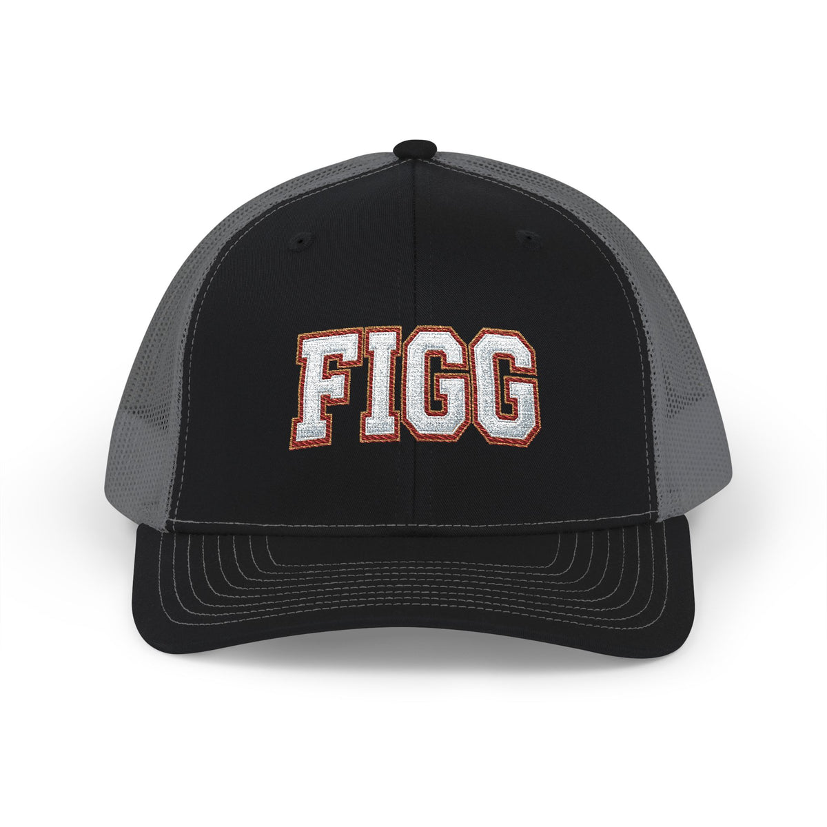 FFiGG Embroidered Vintage Trucker Cap — Black, Grey & Loden