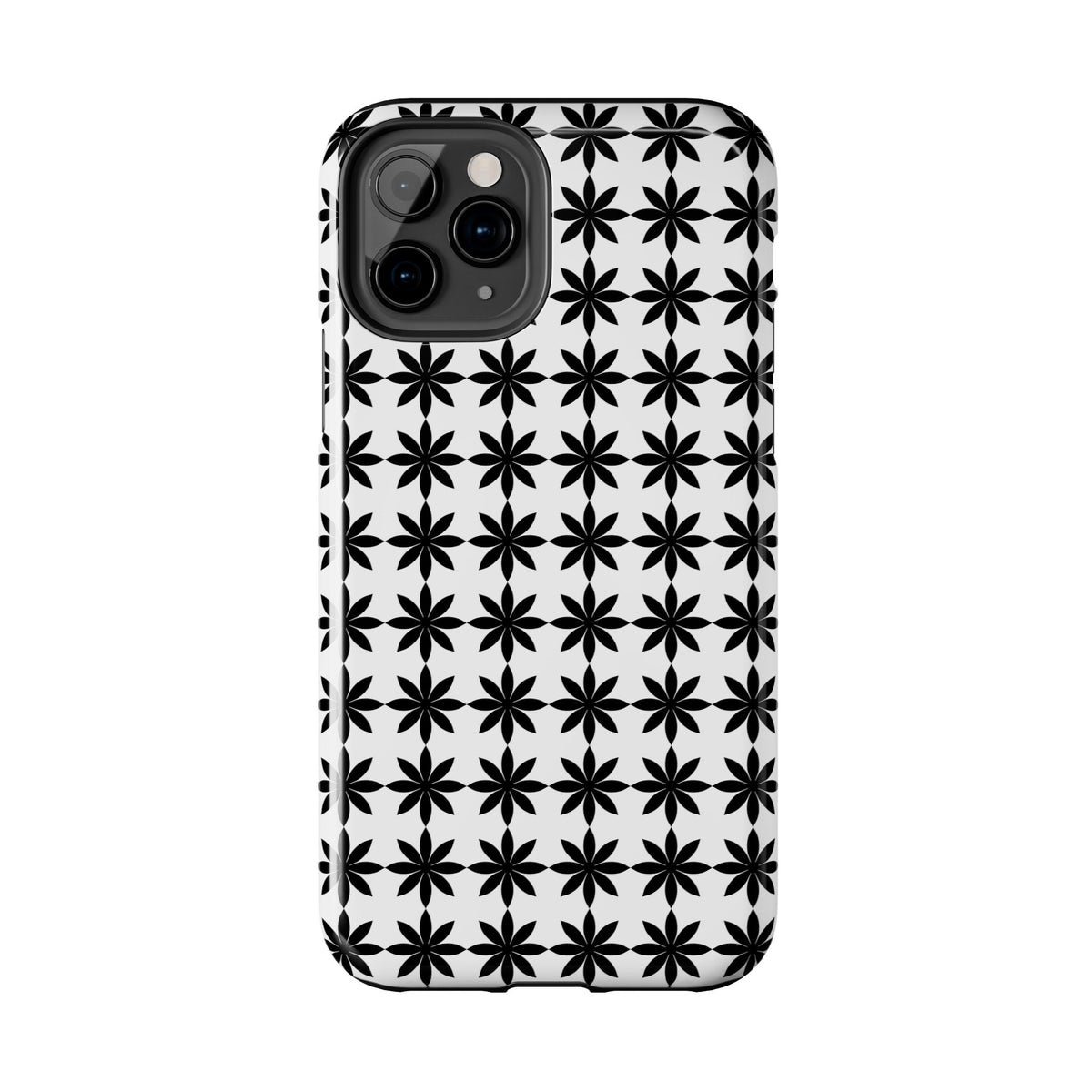 Tough Phone Case — Black & White Geometric Star Pattern