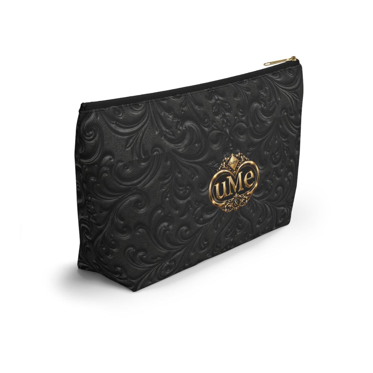 Black UME Gold Crest Accessory Pouch — All-Over Print