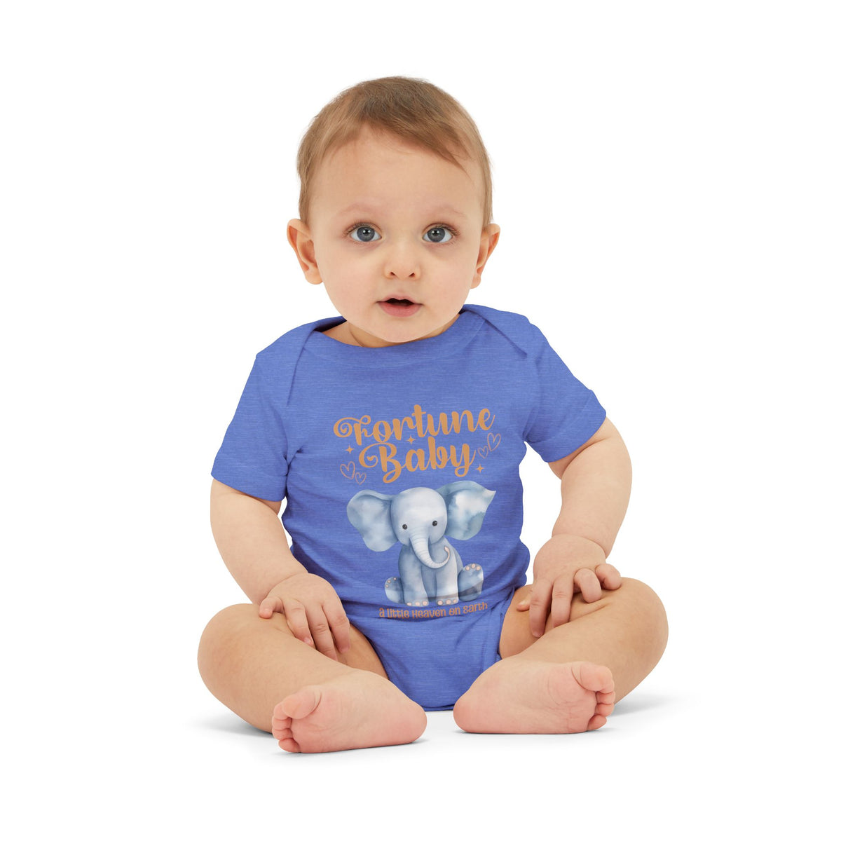 Fortune Baby Elephant Infant Onesie — Cute Blue Elephant Baby Bodysuit