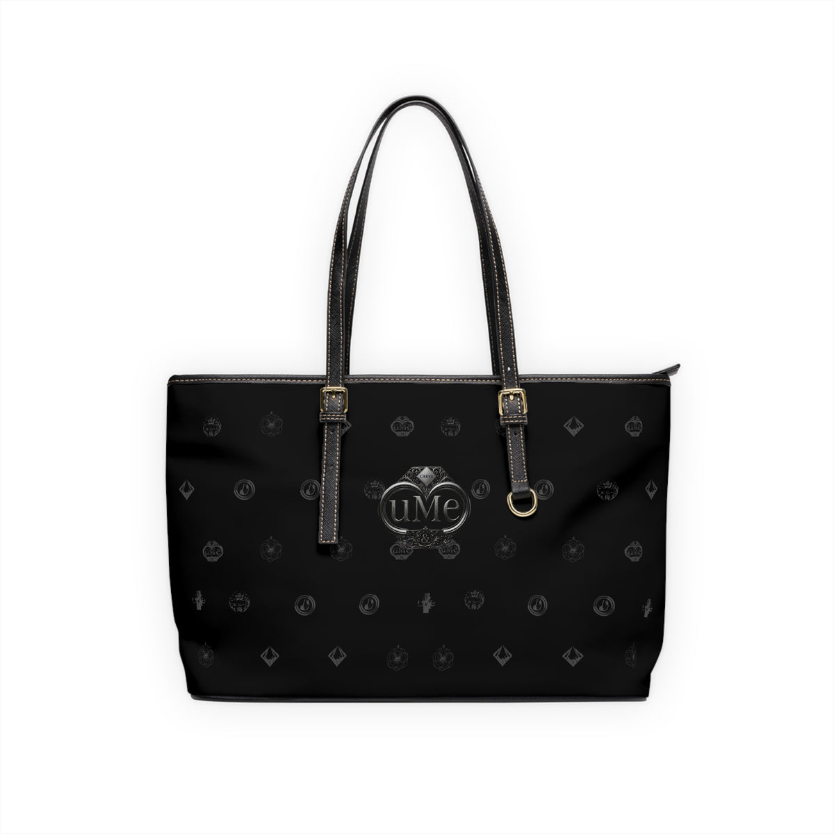 PU Leather Shoulder Bag — Classic Black UME Monogram Tote