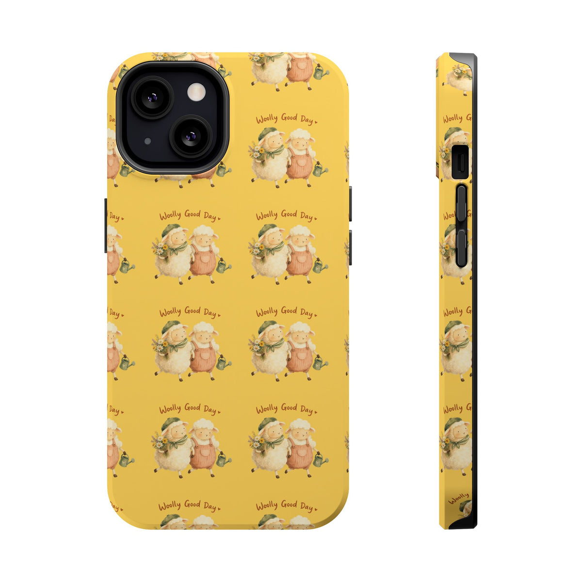"Woolly Good Day" Phone Case — Yellow Sheep Pattern Magnetic Impact-Resistant Cover