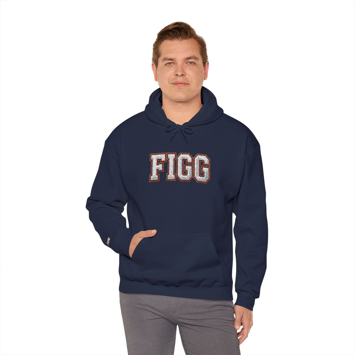 FFiGG Embroidered Varsity Hoodie — White, Black, Grey & More Colors