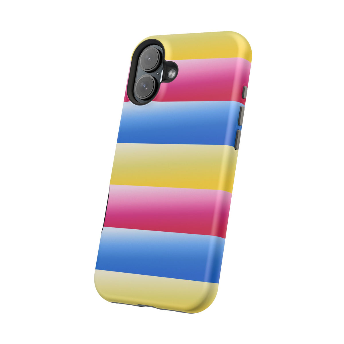 Striped Magnetic Impact-Resistant Phone Case — Colorful Pink Blue Yellow Protection
