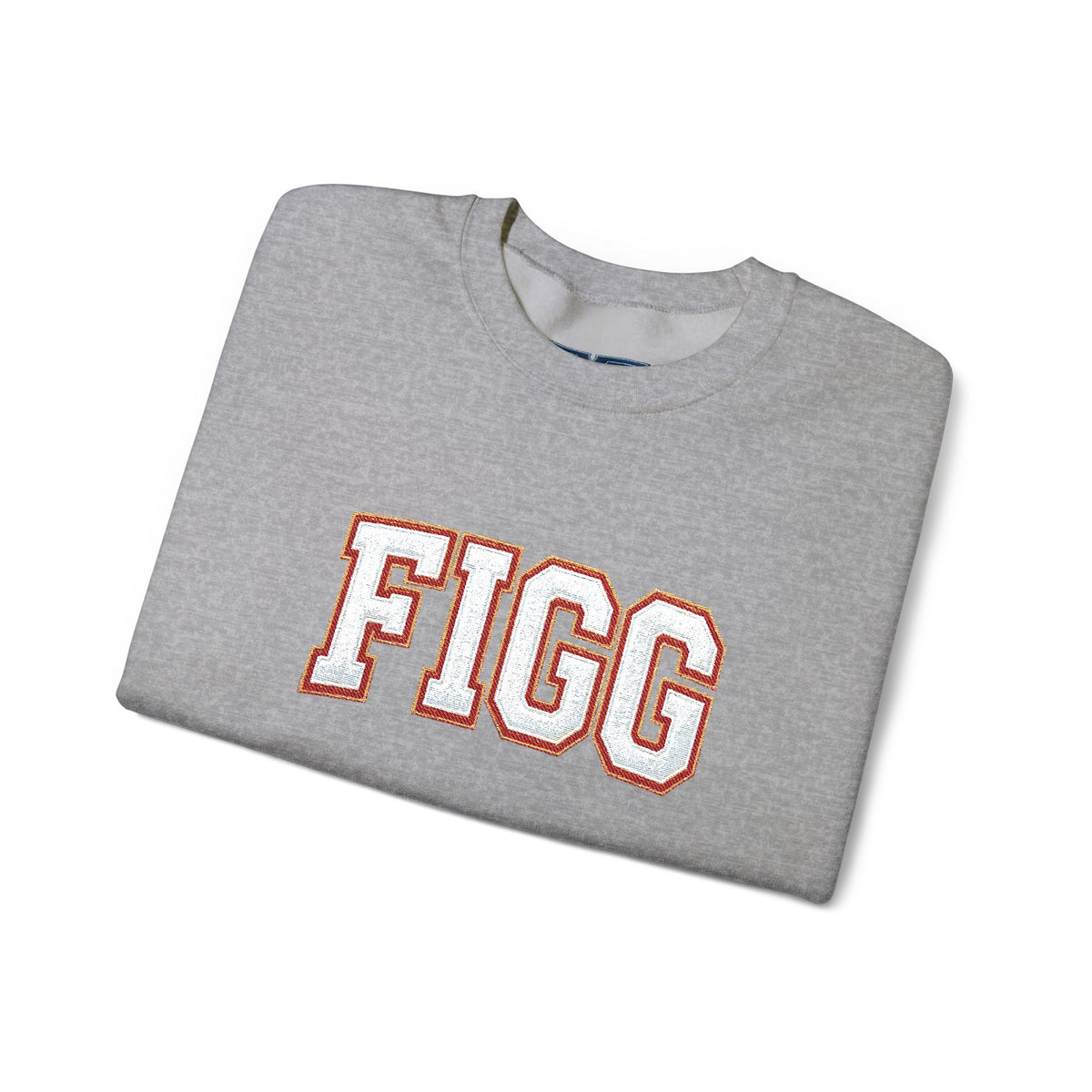 FFiGG Embroidered Collegiate Crewneck — Sport Grey, Black & More Colors