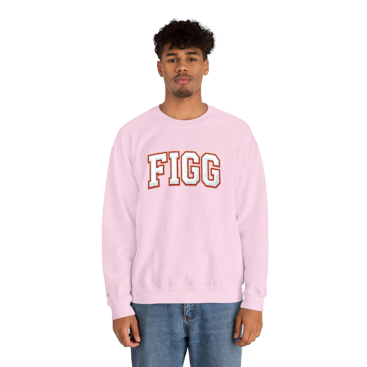 FFiGG Embroidered Collegiate Crewneck — Sport Grey, Black & More Colors