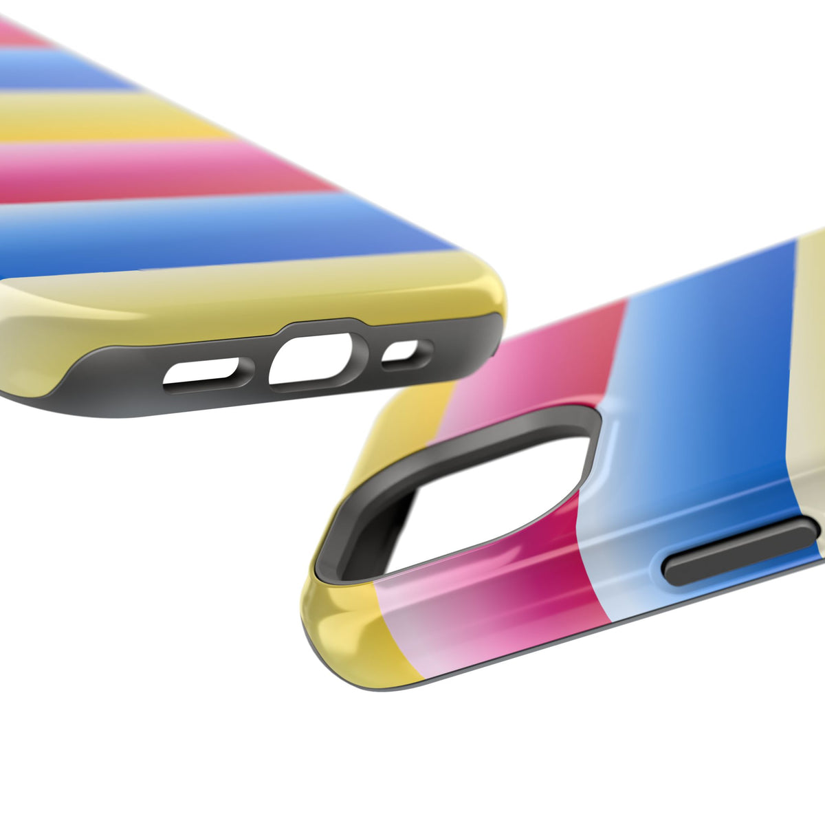 Striped Magnetic Impact-Resistant Phone Case — Colorful Pink Blue Yellow Protection