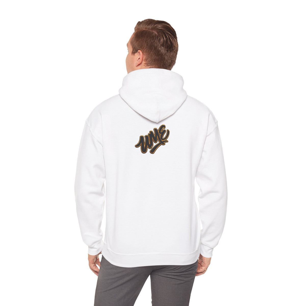 Hoodie — White UME Black Logo All-Over Print