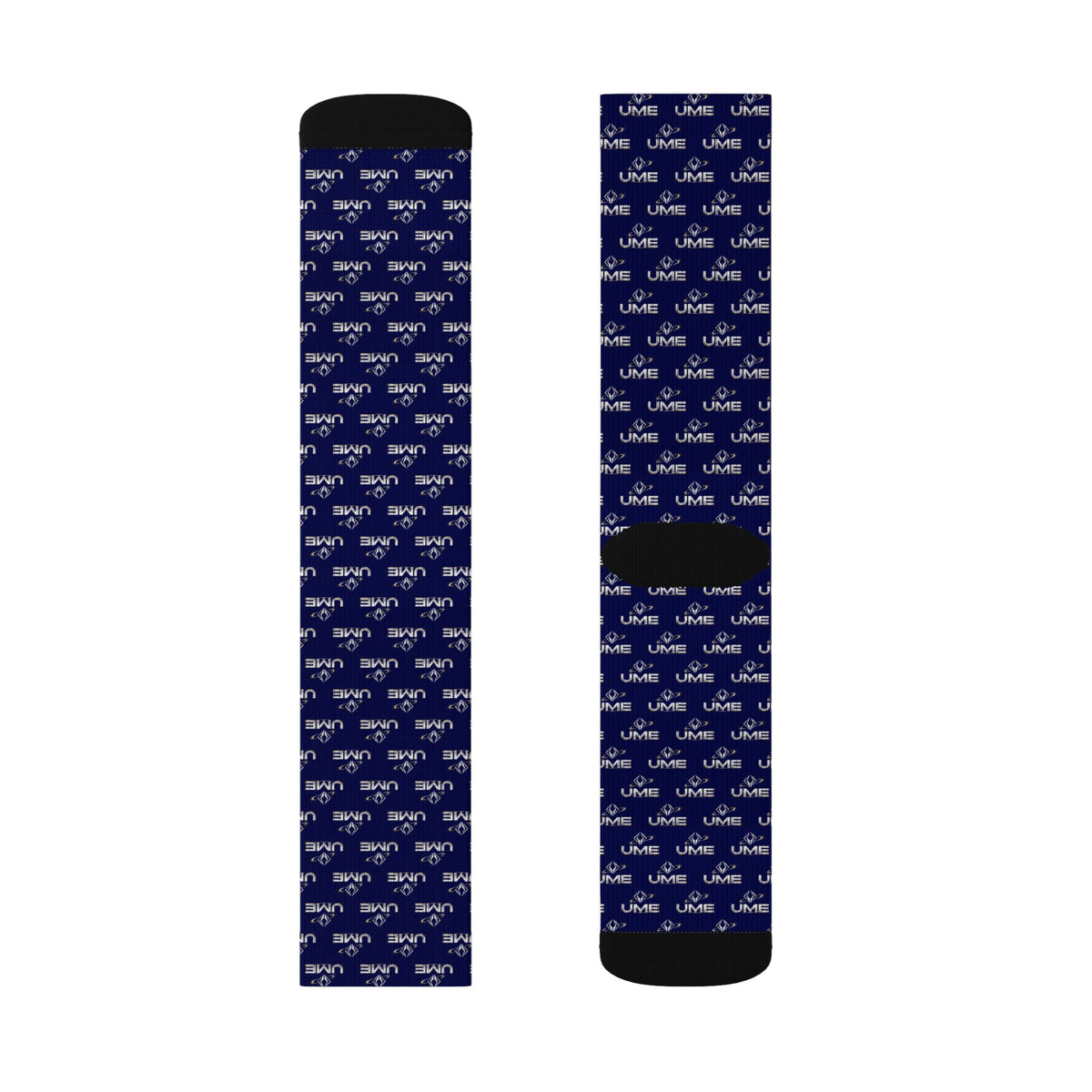 UME Monochrome Crew Socks — Navy All-Over Sublimation Print