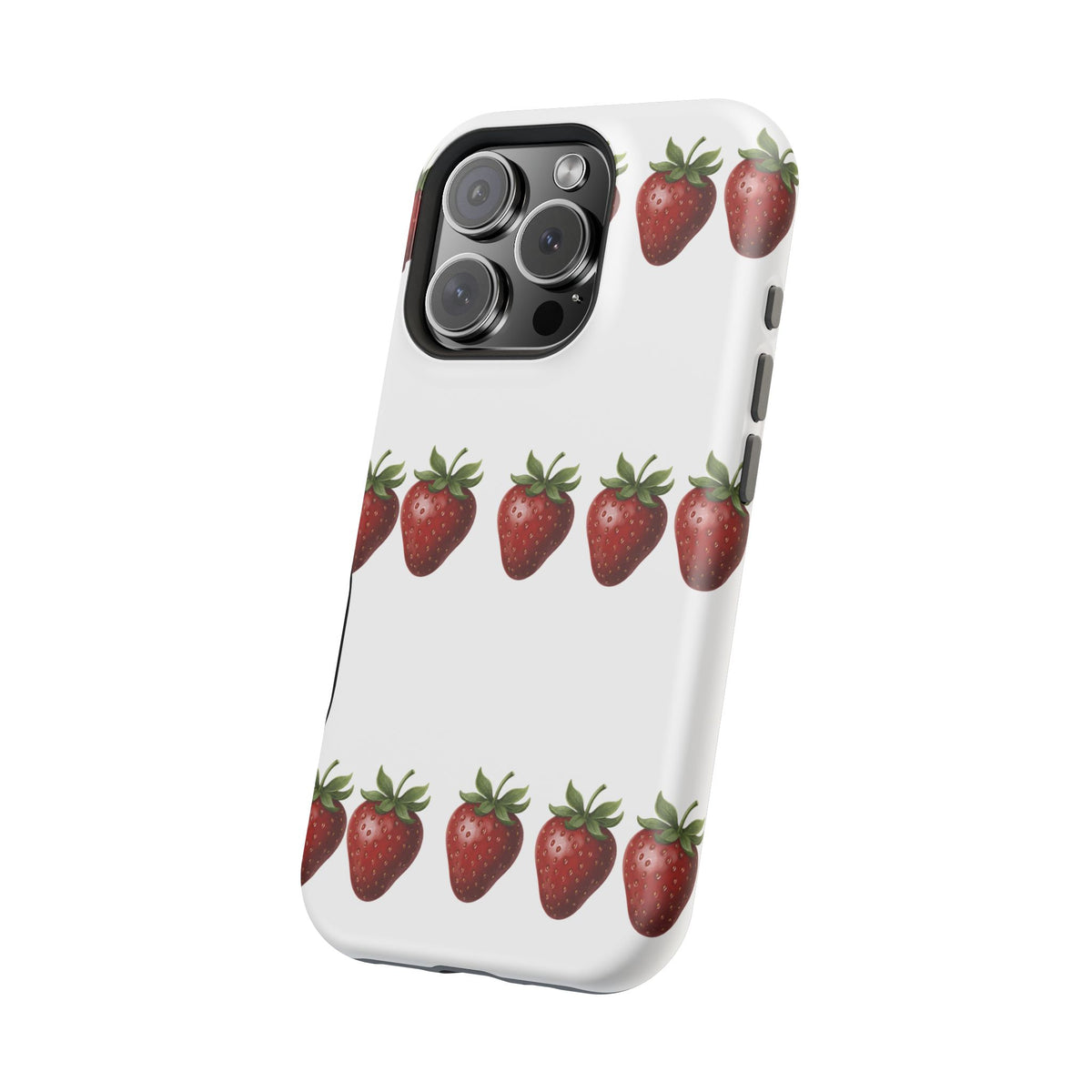 Strawberry Row Phone Case — White MagSafe Magnetic Impact-Resistant Cover
