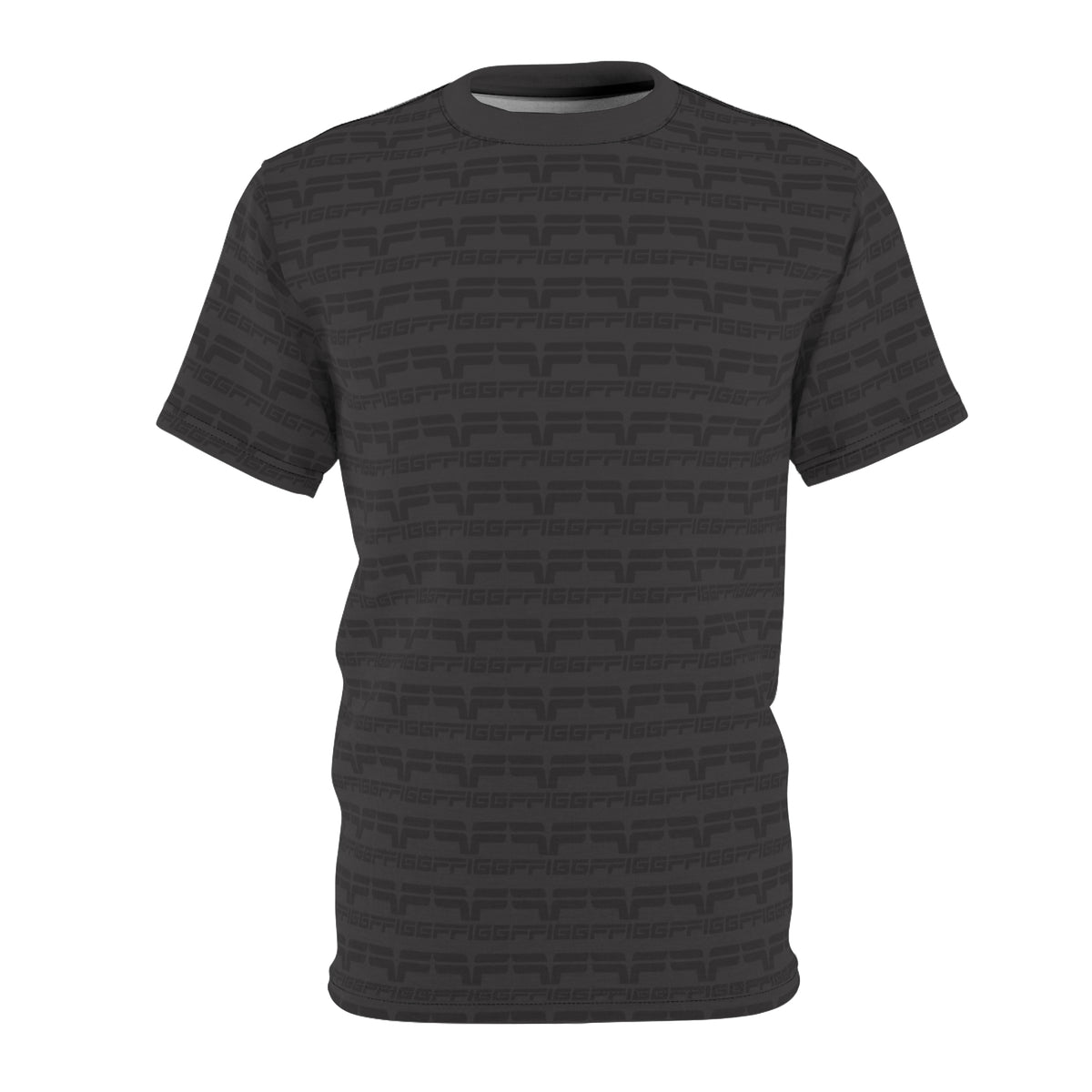 Black Patterned Graphic Tee — Tonal All-Over Print