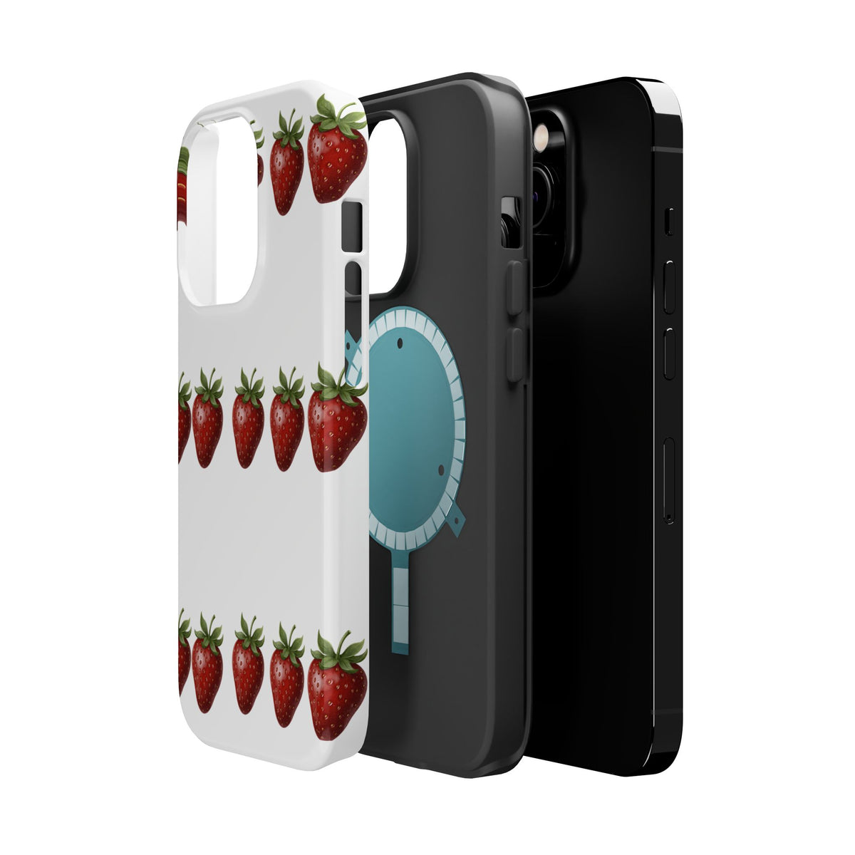 Strawberry Row Phone Case — White MagSafe Magnetic Impact-Resistant Cover