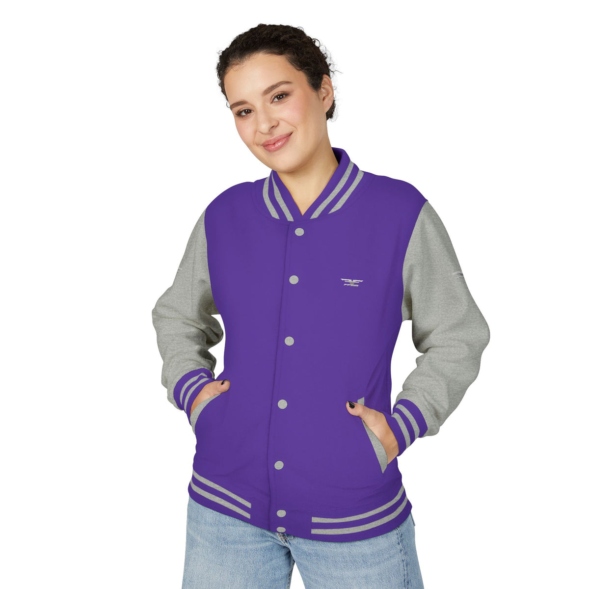 Black and White Varsity Jacket with Winged Logo