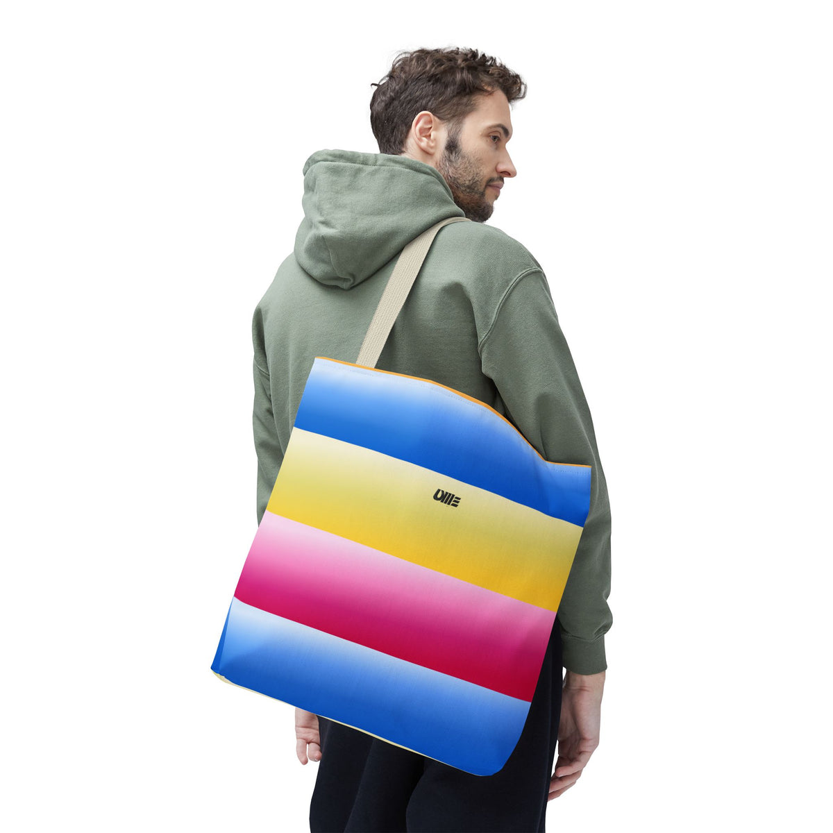 Colorful Pride Stripes Tote Bag – Pastel Blue, Yellow & Pink AOP