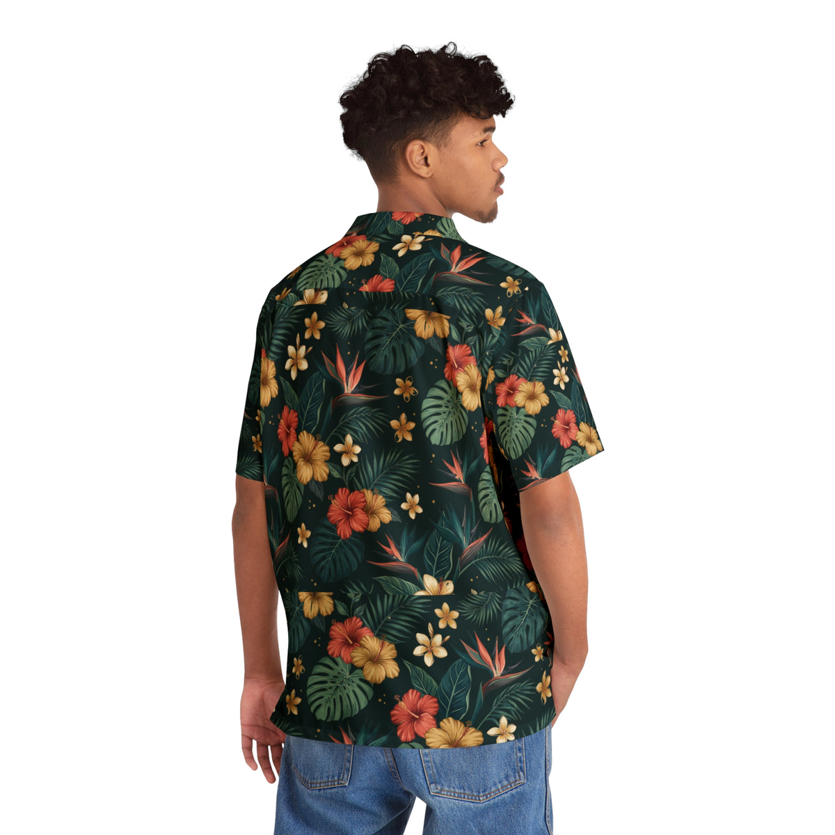 Tropical Floral Hawaiian Shirt — Vintage Hibiscus & Palm AOP