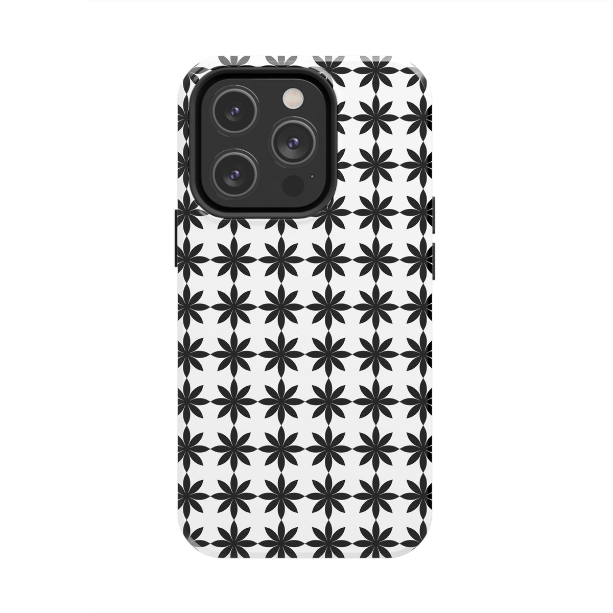 Tough Phone Case — Black & White Geometric Star Pattern