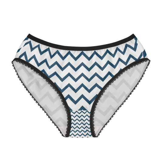 Chevron Lace-Trim Women's Briefs — White Chevron All-Over Print