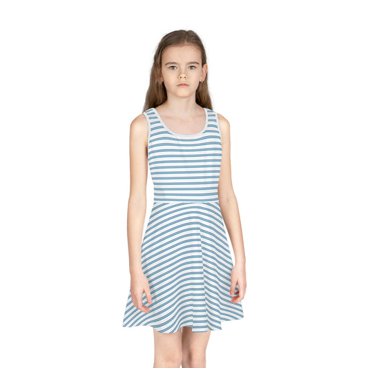 Girls' Blue Nautical Stripe Sundress — Sleeveless Summer Dress for Toddlers & Kids