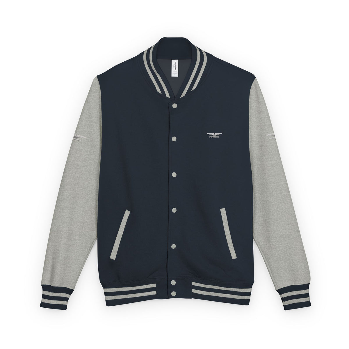 Black and White Varsity Jacket with Winged Logo