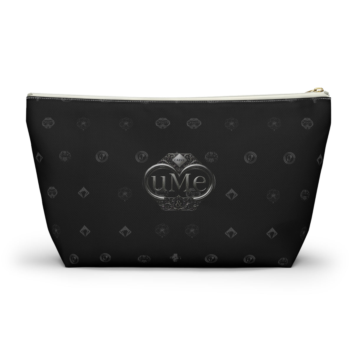 Black Luxe Logo Accessory Pouch — UME T-Bottom Cosmetic Bag