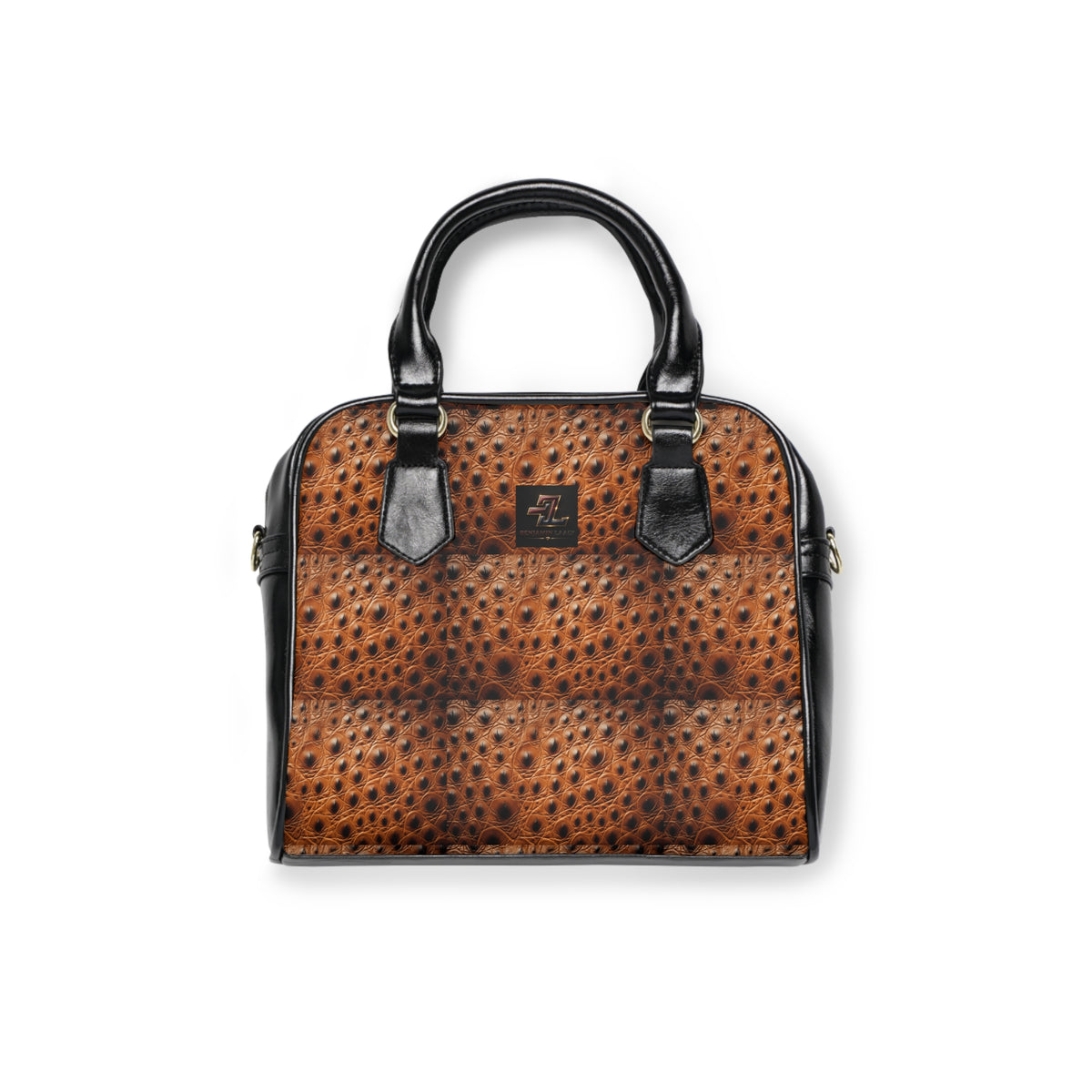 Brown Ostrich-Texture Shoulder Handbag – Vintage Faux Leather Satchel