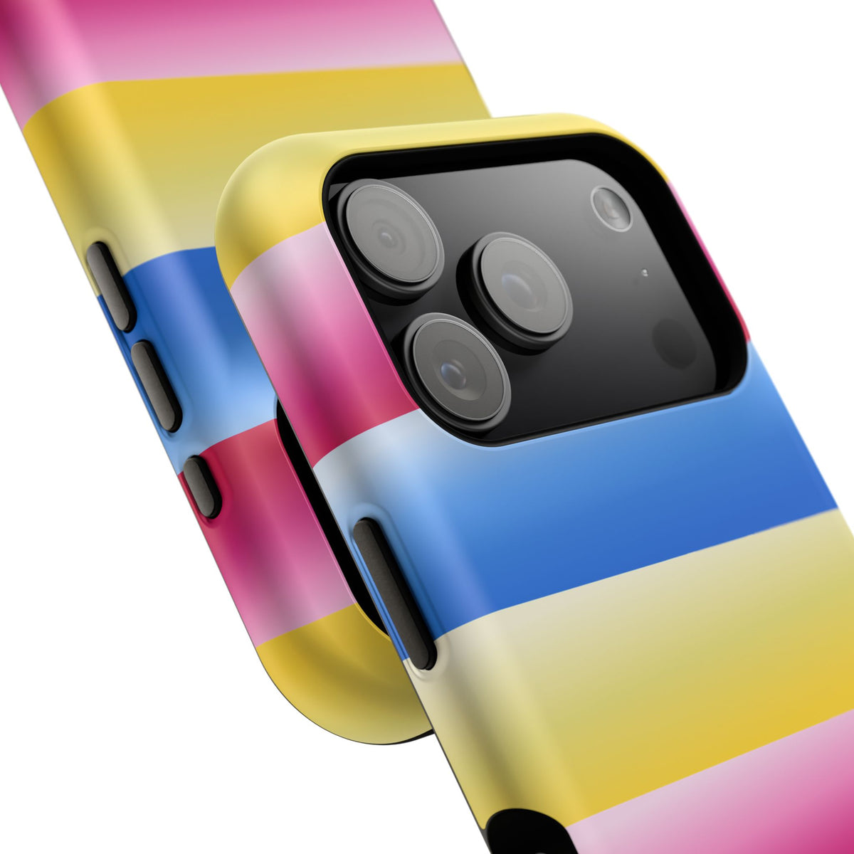 Striped Magnetic Impact-Resistant Phone Case — Colorful Pink Blue Yellow Protection