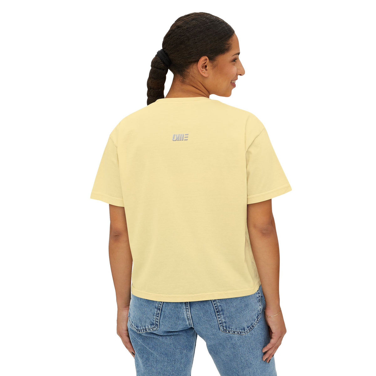 Women’s Cropped Boxy T-Shirt — Multi-Color Minimal Graphic