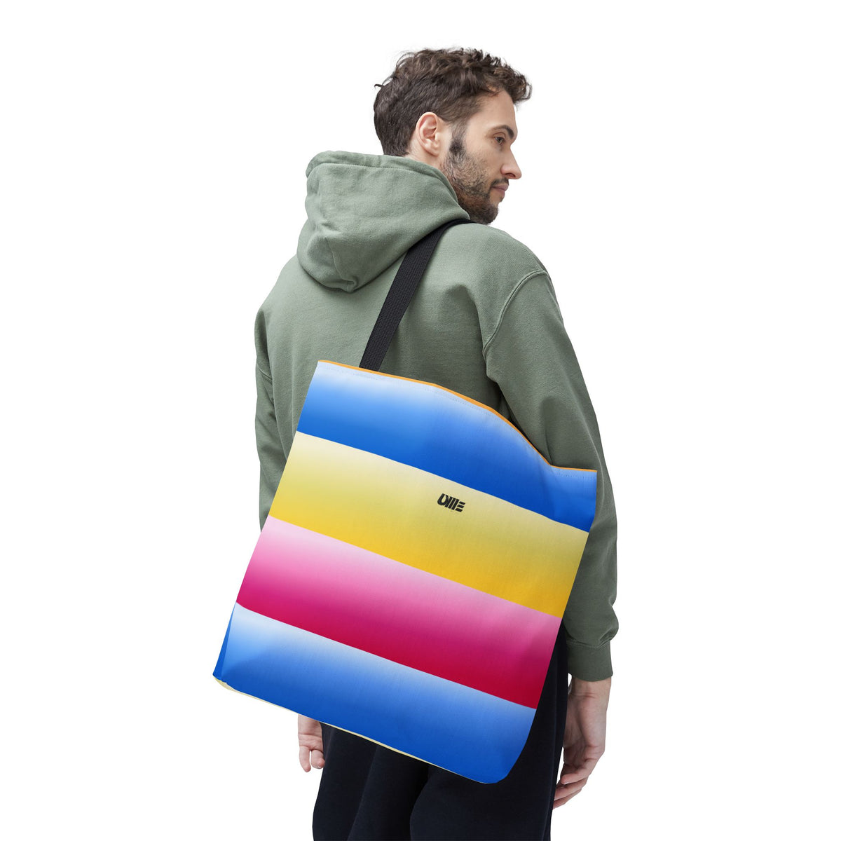 Colorful Pride Stripes Tote Bag – Pastel Blue, Yellow & Pink AOP