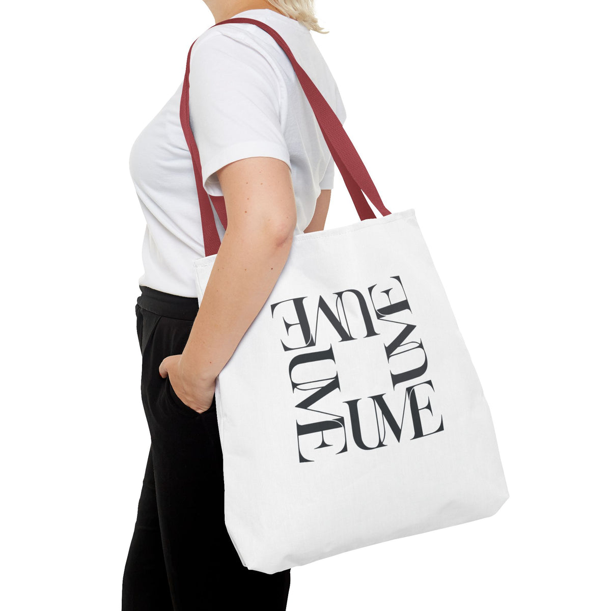 UME Square Typography Tote Bag — White