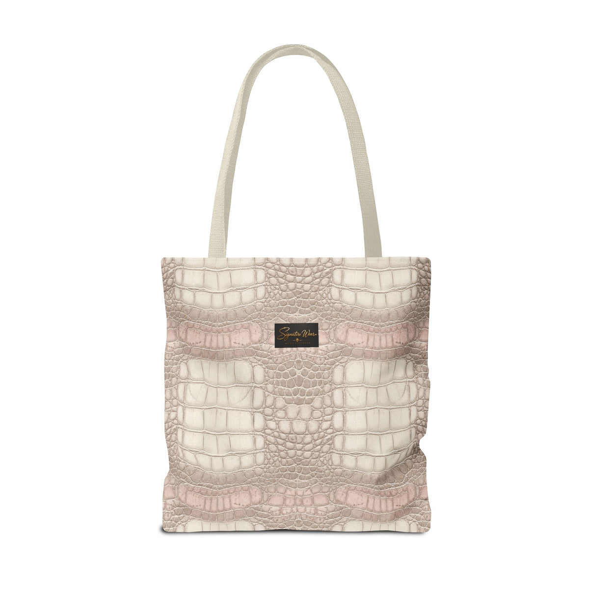 Croc Emboss Tote Bag — Blush Pink Crocodile Texture AOP Tote