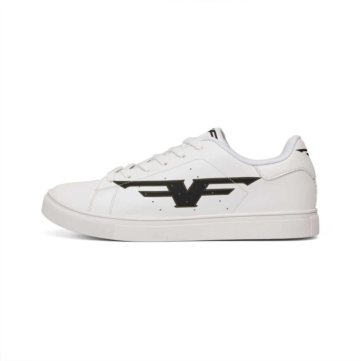 Men’s Low-Top Sneakers with Black Winged Logo — White