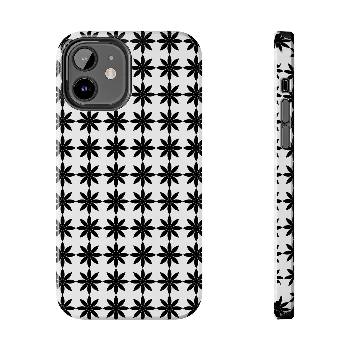 Tough Phone Case — Black & White Geometric Star Pattern