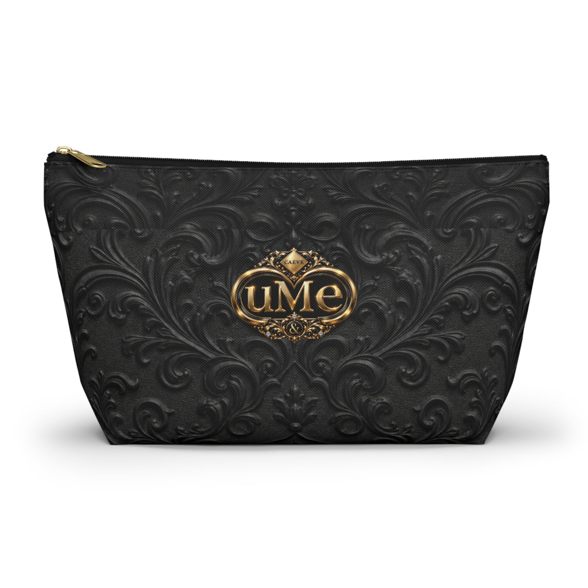 Black UME Gold Crest Accessory Pouch — All-Over Print