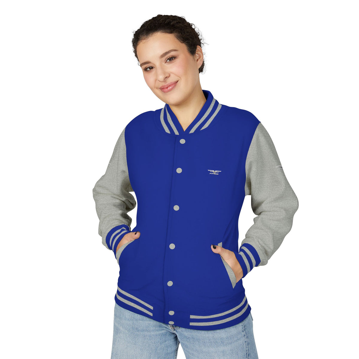 Black and White Varsity Jacket with Winged Logo