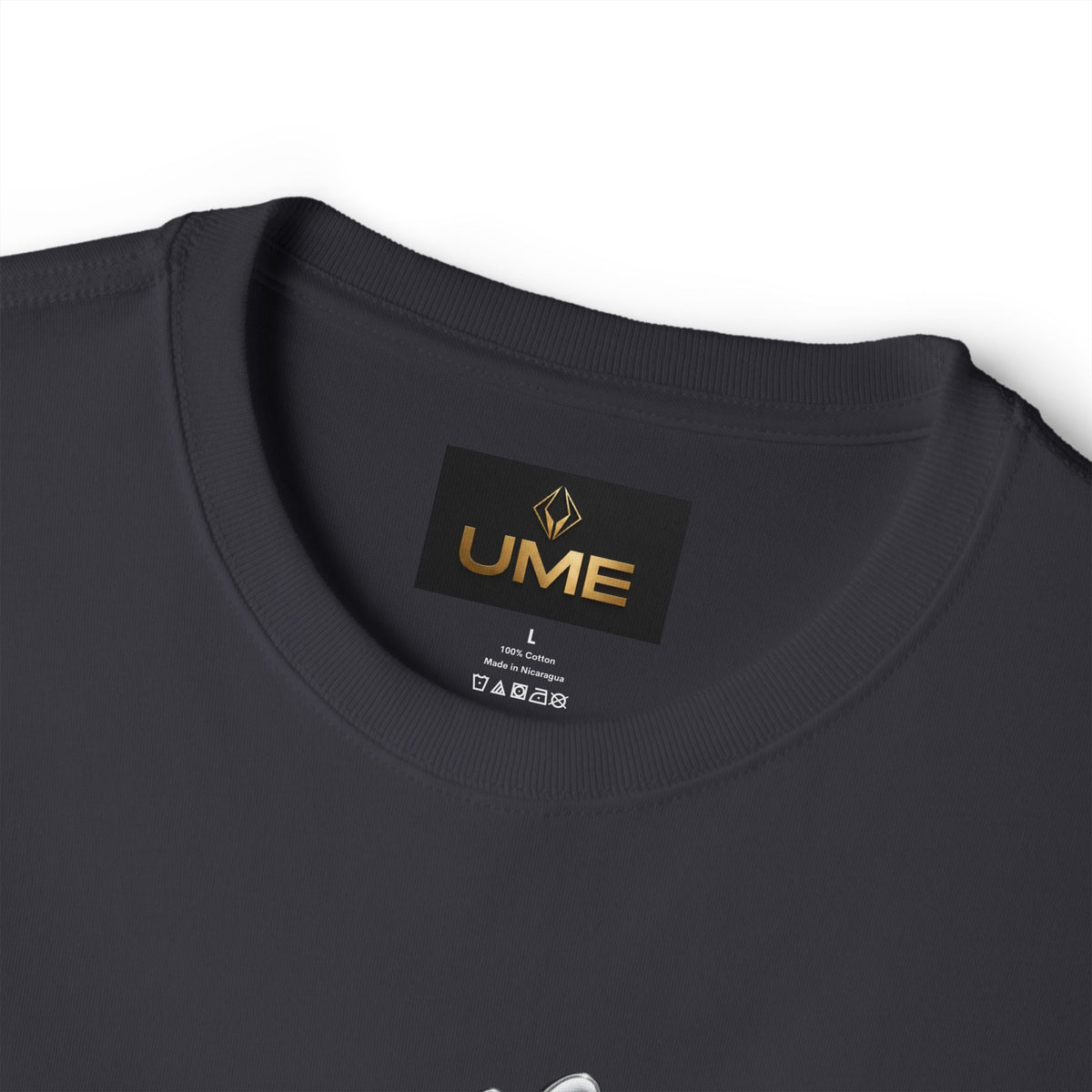 UME Script Logo Boxy Tee — White Oversized Graphic T-Shirt