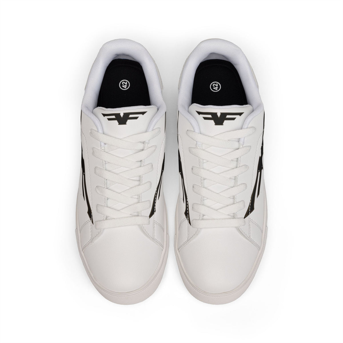 Men’s Low-Top Sneakers with Black Winged Logo — White