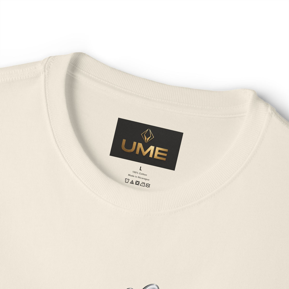UME Script Logo Boxy Tee — White Oversized Graphic T-Shirt