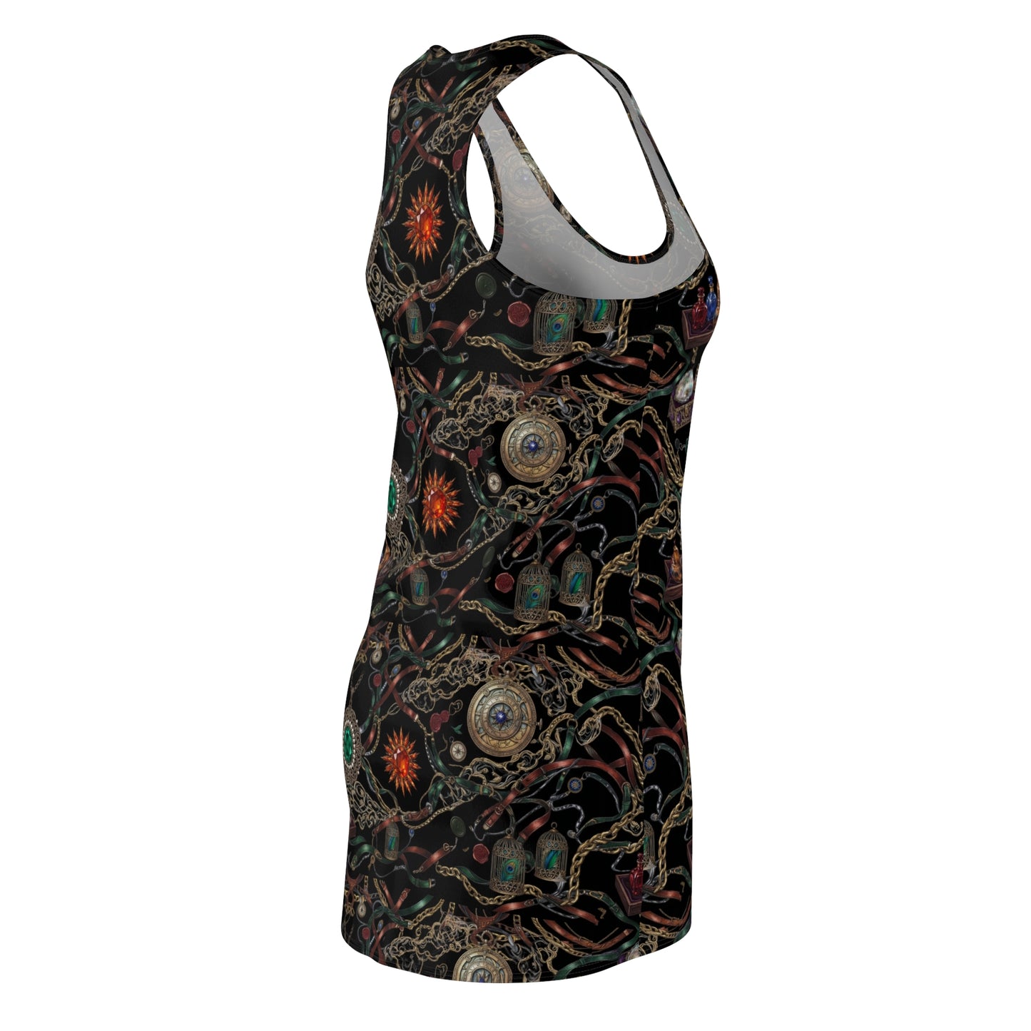 Racerback Dress — Bohemian Jewel & Chain All-Over Print