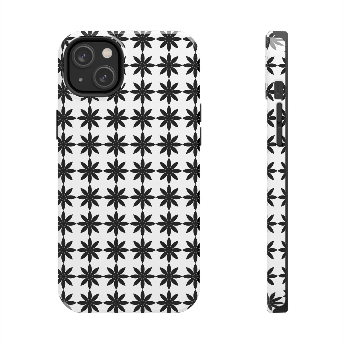 Tough Phone Case — Black & White Geometric Star Pattern