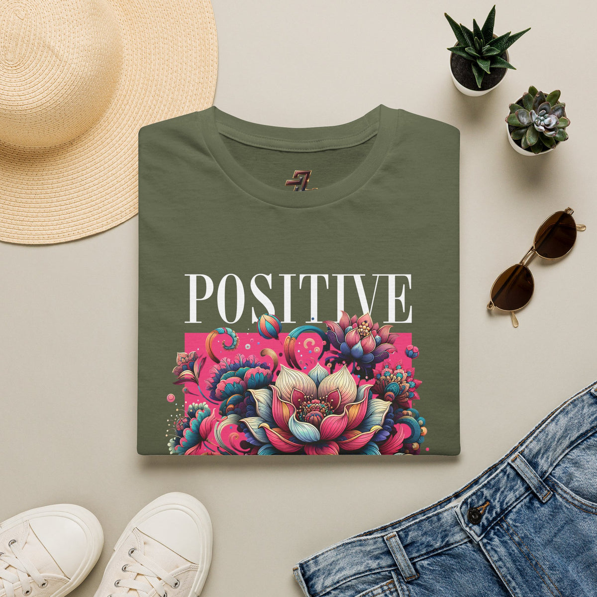 Positive Vibes T‑Shirt — Floral Retro Graphic Tee